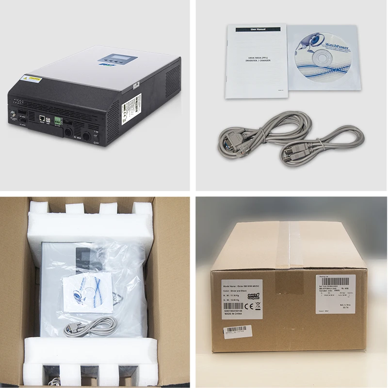 

MPPT 230VAC 5000W Parallel Inverter Pure Sine Wave Hybrid Inverter 80A Battery Charger Solar Inverter 450VDC