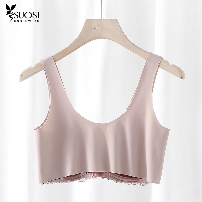 

Lace Front Closure Plus Size Women's Bra Lingeries Fashion Active Seamless WireFree Soft Cotton Vest Push Up Cup M- XXXL -5XL