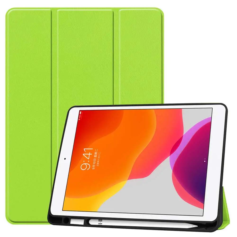 Green Трехслойный кожаный Флип Стенд кожаный чехол для iPad 10,2 iPad 7th Gen A2197 A2198 A2200 чехол противоударный чехол с авто режимом включения и выключения Смарт Обложка - Цвет: Green