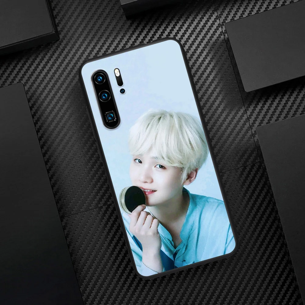 

Bangtan Boys SUGA Phone Case For Huawei P Mate 10 20 30 40 Pro Lite Smart 2019 2021 black Prime Luxury Back Tpu Cover 3D Funda