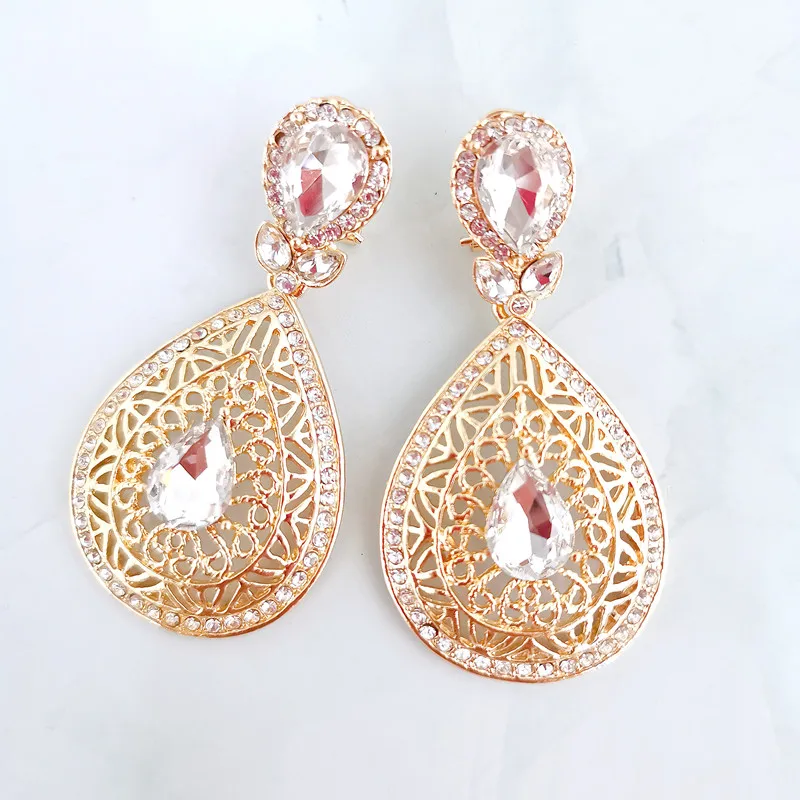 

Elegant vintage earrings with droplet gemstone alloy continuously empty earrings