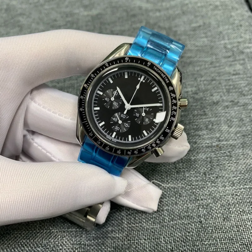 40 мм хронограф скорость Луна часы мужские 316L нержавеющая сталь