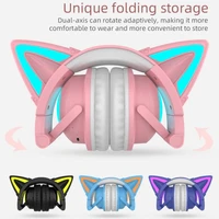 rgb gaming 7 1 stereo headphones pink headset removable cat ear wired usb with mic noise reduction one cute girl