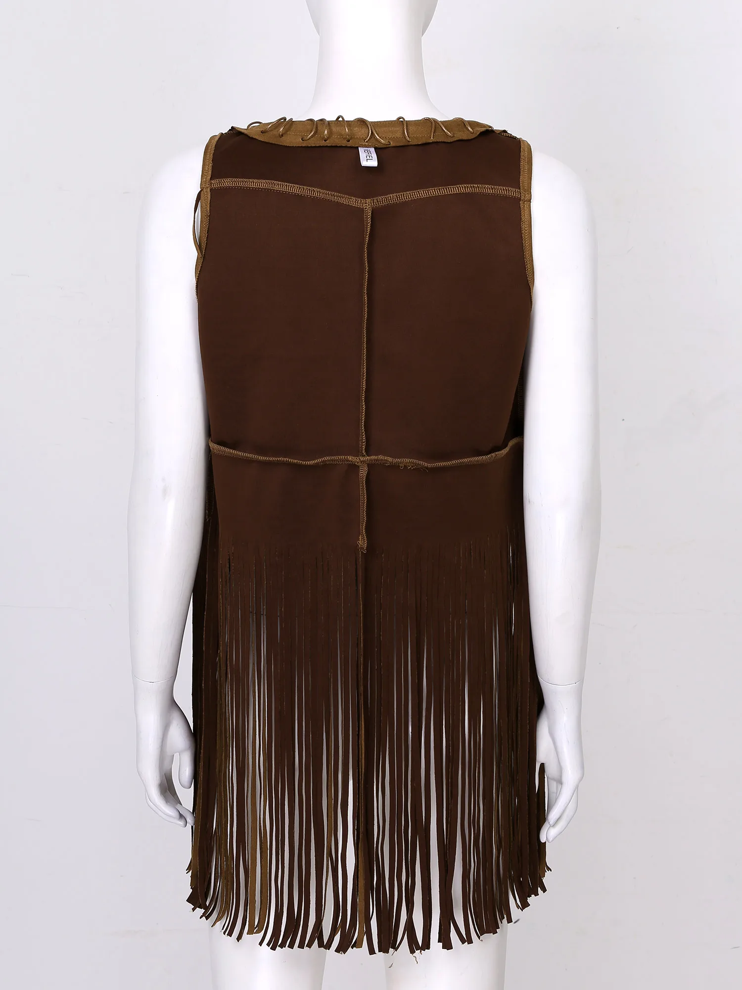 

Women Vintage Tribe Folk Faux Suede Fringed Cardigan Waistcoat Casual Sleeveless Tassels Vest Coat Moto Bike Club Outwear Tops