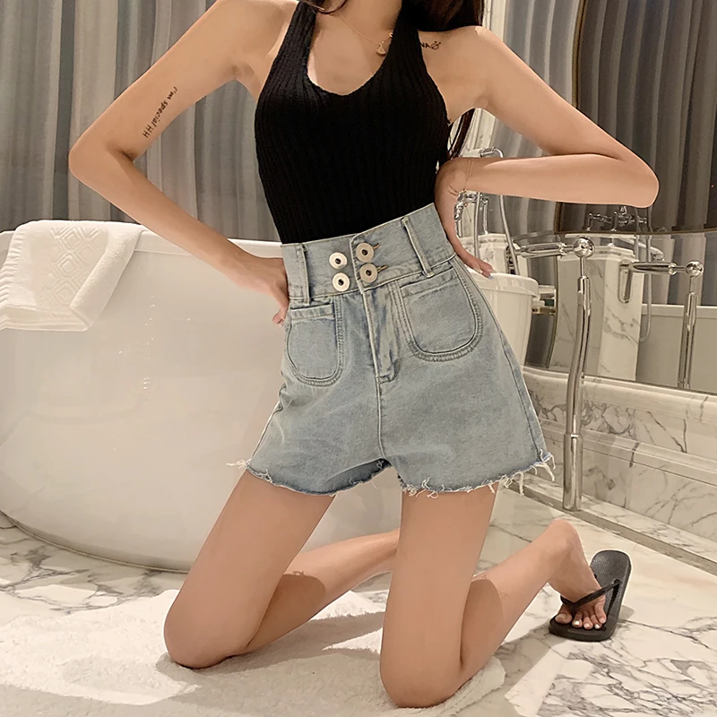 

Women's Pants Are Thin, All-match, Retro Style, High-waisted, Wide-legged Hot Pants, Fashionable Denim Shorts, Western Style