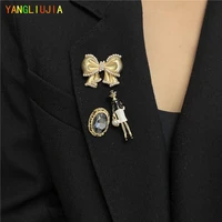suit aureate bowknot pearl brooches luxury fashion micro chapter chest flowers ms travel jewelry accessories christmas gift 2022