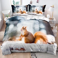 3d luxury squirrel duvetquilt cover set custom design bedding sets single queen king size bed linen high quality modern gift