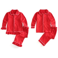 red pajamas christmas baby boy clothes suit cotton model girls siblings kids sleepwear set