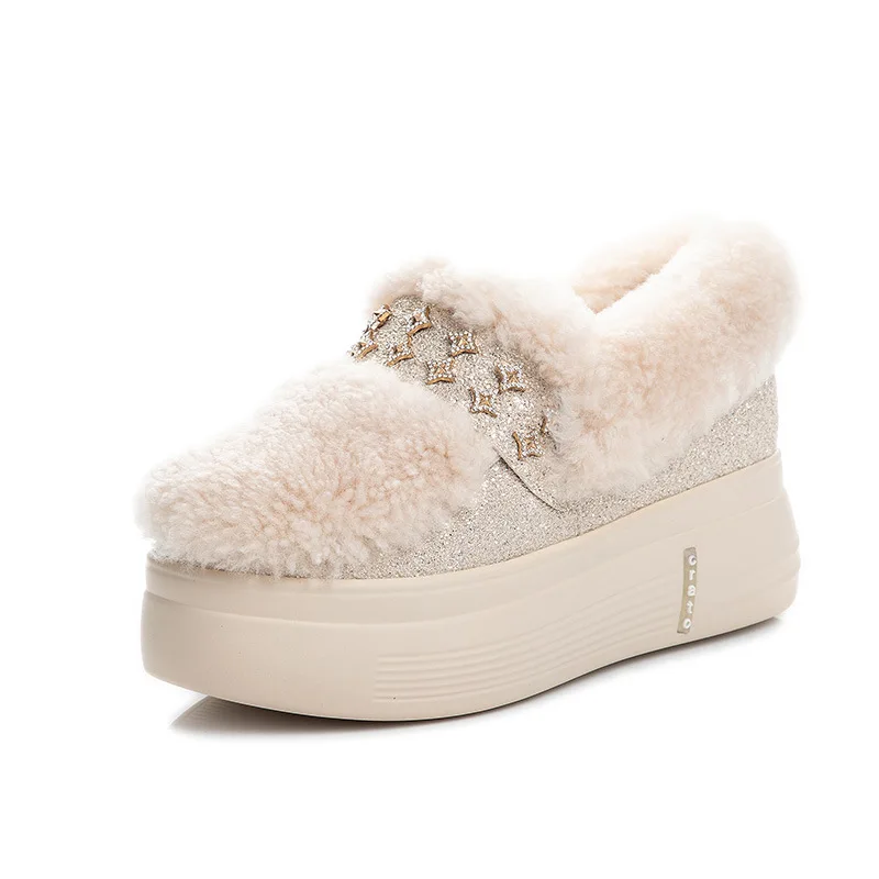 

Женские меховые ботинки LEOSOXS, зимние теплые ботинки без застежек, на плоской подошве, повседневная обувь, 2020