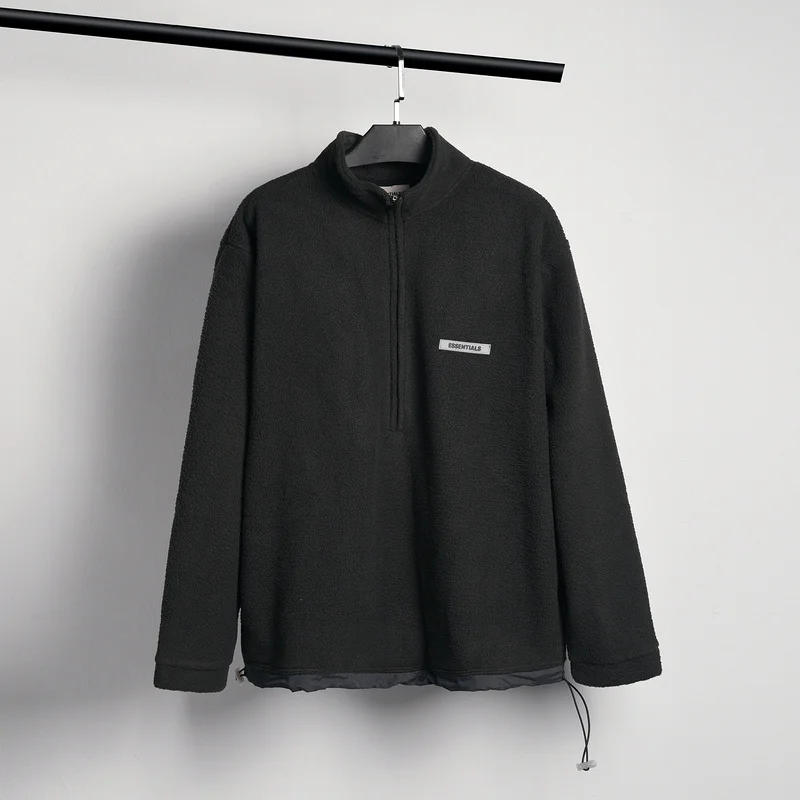 

FOG Essentials High Street Polar Fleece Jacket Top Quality FOG Essentials Thick Coral Warm Coat Oversized Essentials Zip Jackets