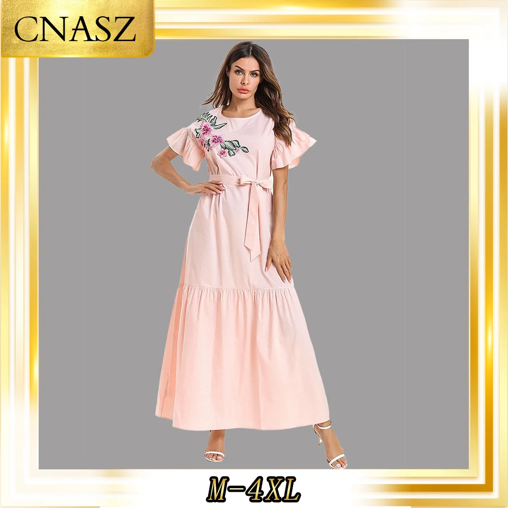 Abaya турецкий марокканский кафтан Простой Модный вышитый с оборками короткий