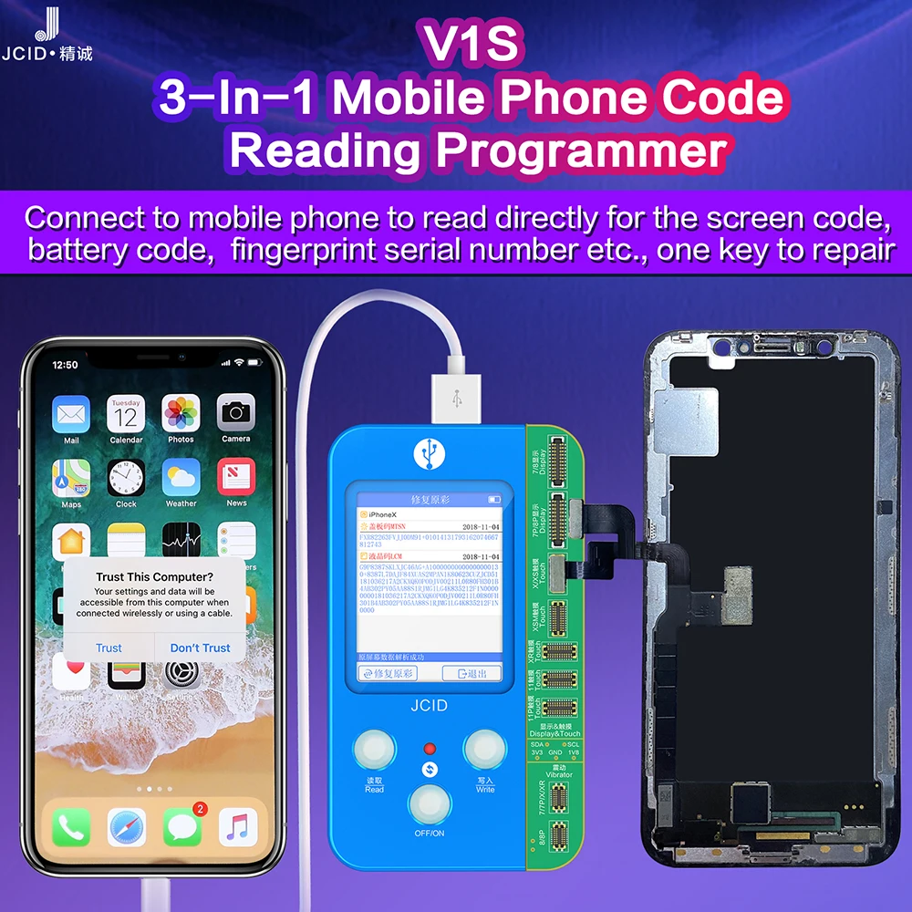 Точечный матричный программатор JC V1S для iphone 12 распознавание лица