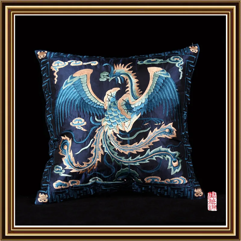 

One piece generation, ethnic embroidery embroidered pillowcase, Guizhou style whole piece embroidered phoenix cushion 45*45cm