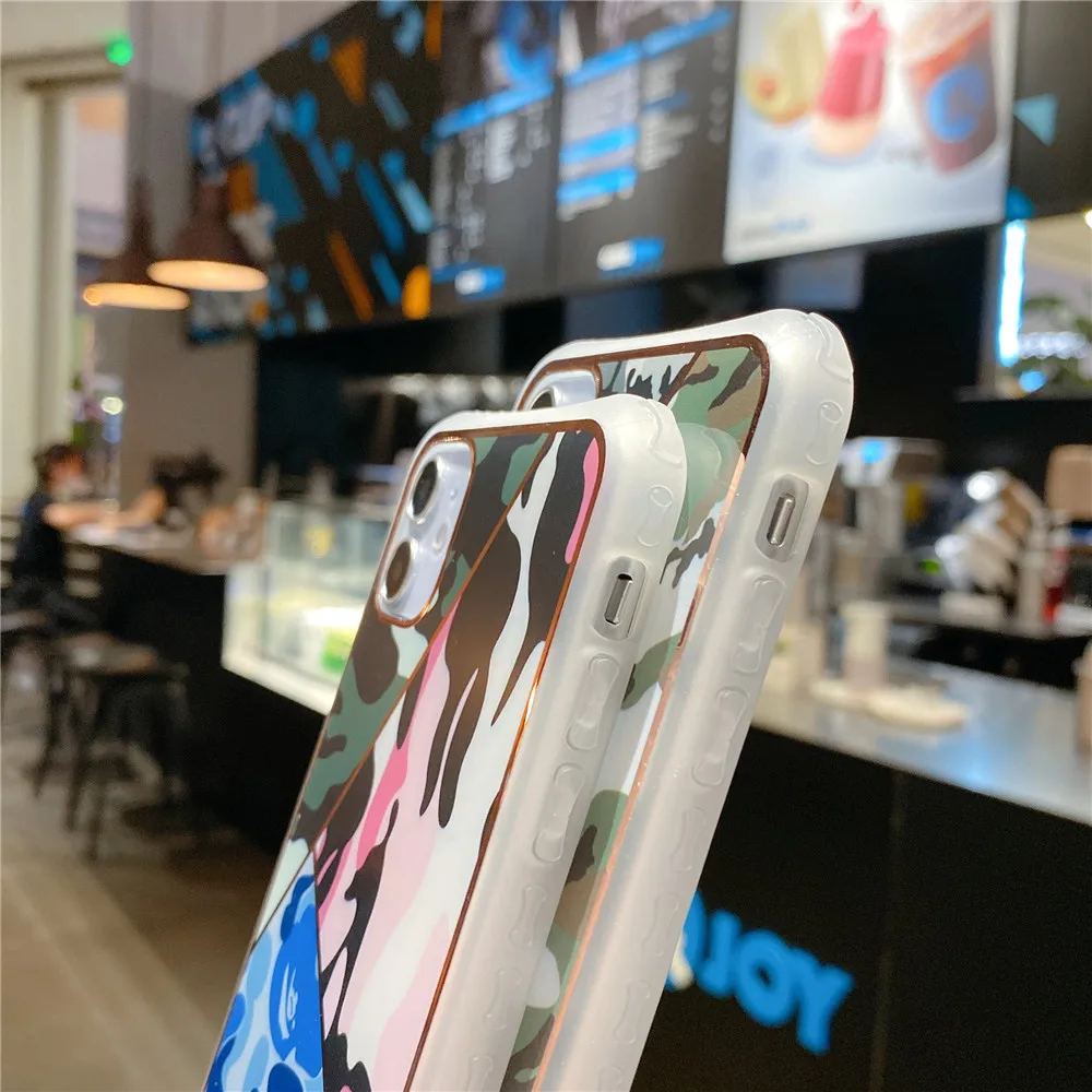 Мягкий ударопрочный камуфляжный чехол с золотыми линиями для Iphone X XS Max XR 7 8 11 Pro Plus