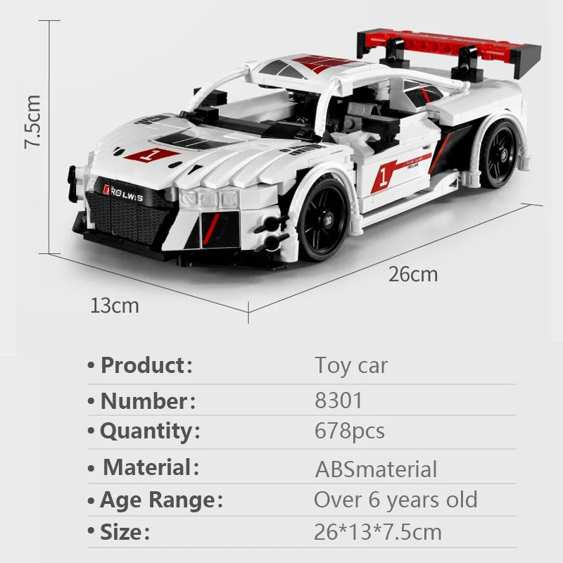 

678pcs Sport Car Building Blocks Super Speed Racing Creator Mechanical Vehicle Racer MOC Model Bricks Toys Birthday Gift For Boy