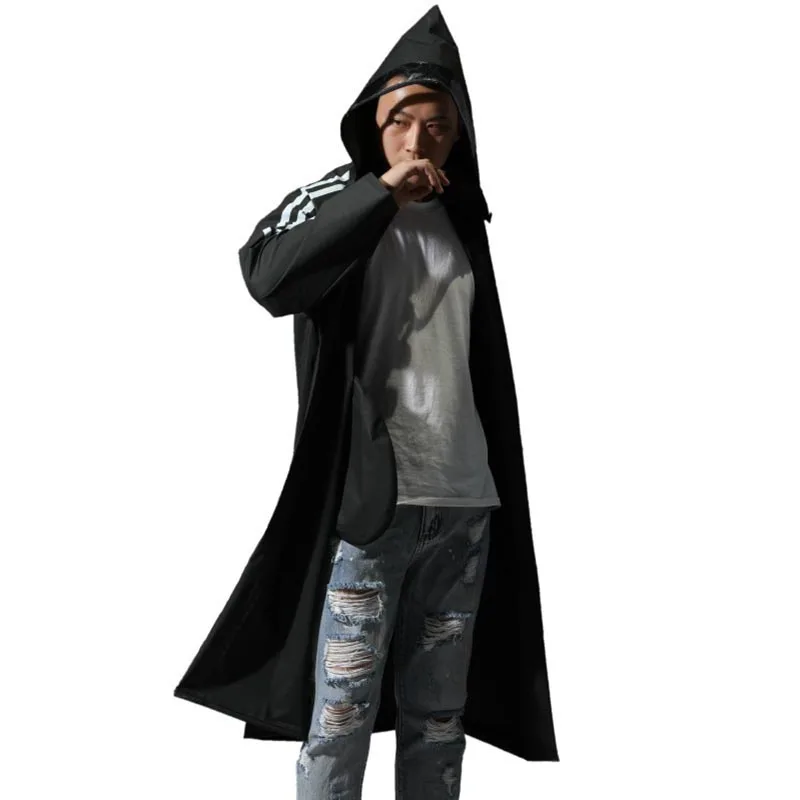 Длинный черный дождевик Yuding для взрослых мужчин и женщин пластиковый