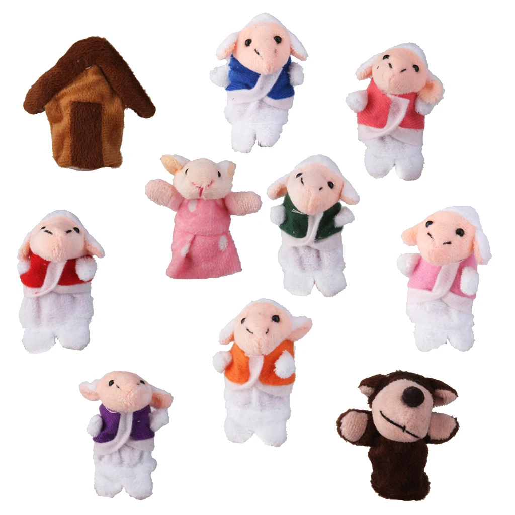 10pcs Baby Kids Plush Finger Puppets Toys Fairy Wolf and Seven Little Goats | Игрушки и хобби