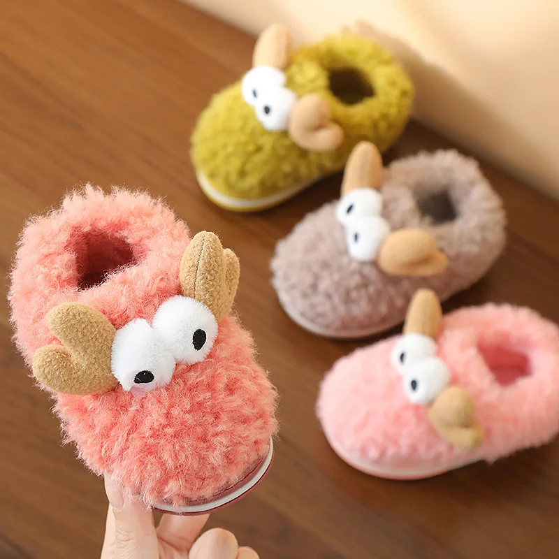 

Cute Kids Cartoon Slippers Children Kids Winter Warm Shoes Girls Boys Indoor Flock Bedroom Cotton Slippers