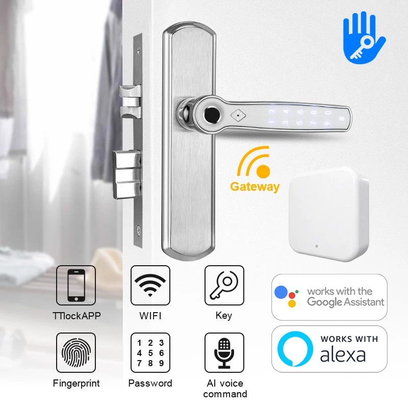 Умный дверной замок RAYKUBE Alexa / Google Assistant AI с голосовой командой Bluetooth Wi-Fi
