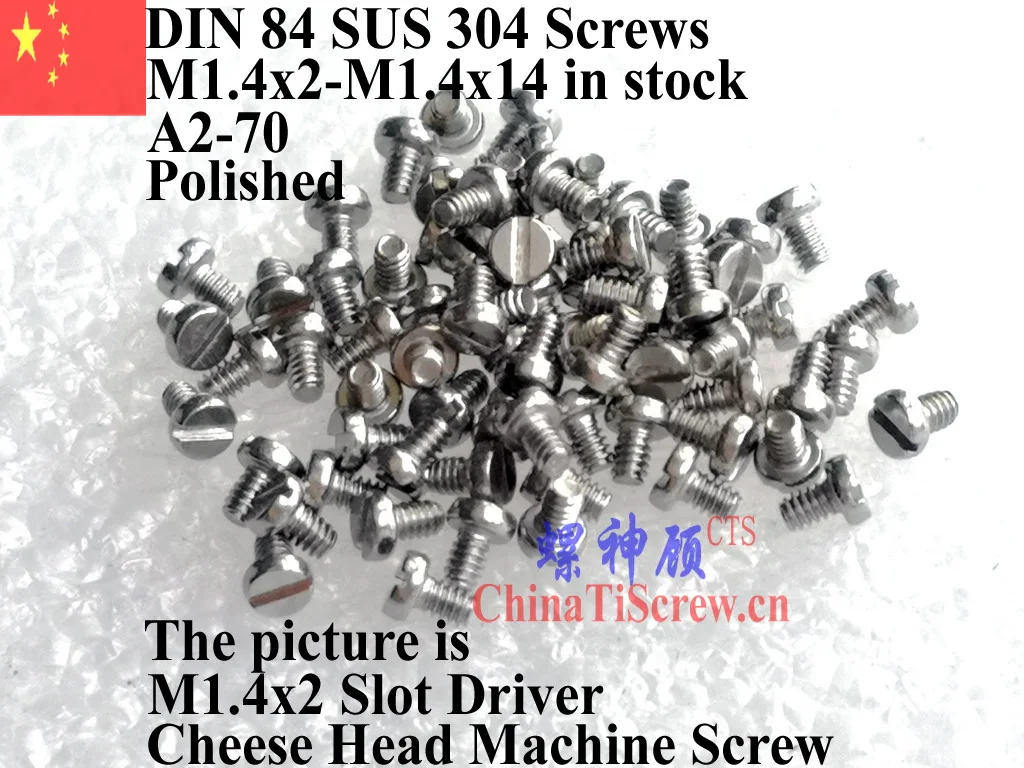 

DIN 84 SUS 304 M1.4 screw M1.4x2 M1.4x2.5 M1.4x3 M1.4x3.5 M1.4x4 M1.4x5 M1.4x6 M1.4x8 M1.4X10 M1.4x12 M1.4x14 Slot Driver A2-70