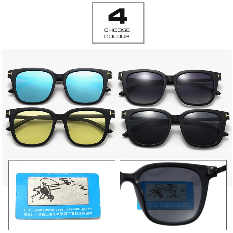 

SHAUNA Fashion Men Women TR90 Frame Polarized Sunglasses Popular Vintage Classic Square Discolored Sunglasses Driving Glasses