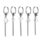 1 шт. популярные серьги из титановой стали в стиле хип-хоп мужские серьги в стиле рок корейские длинные серьги-цепочки с кисточками серьги-гвоздики