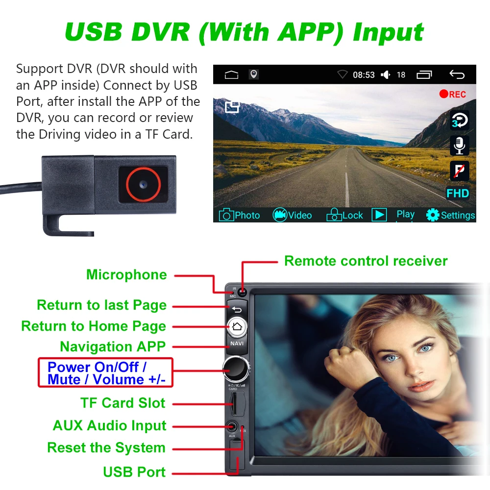 Автомобильный мультимедийный плеер AMPrime 2 Din Android 7 &quot MP5 Mirror link сенсорный экран GPS