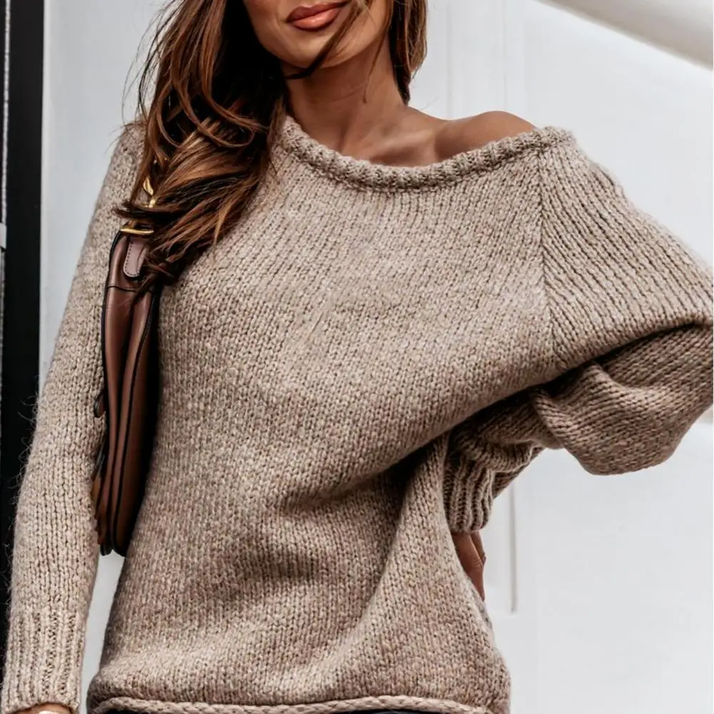 

Plus Size 2021 Autumn Winter Long Sleeve Women Sweaters Pullovers Loose Oversized Sexy O-Neck Knitted Warm Sweater Woman Jumper