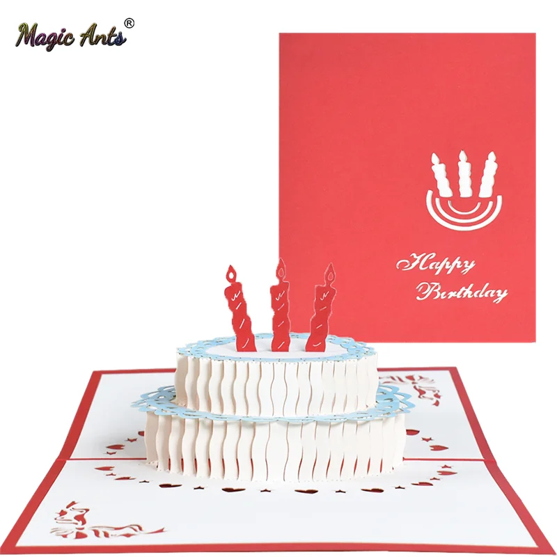 С днем рождения карты с конвертом всплывающее окно 3D поздравительная открытка