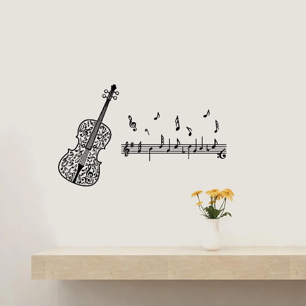 

Горячая большая наклейка на стену, Декор, музыка, нот, гитара, наклейка для дома, детская комната, Настенная Наклейка