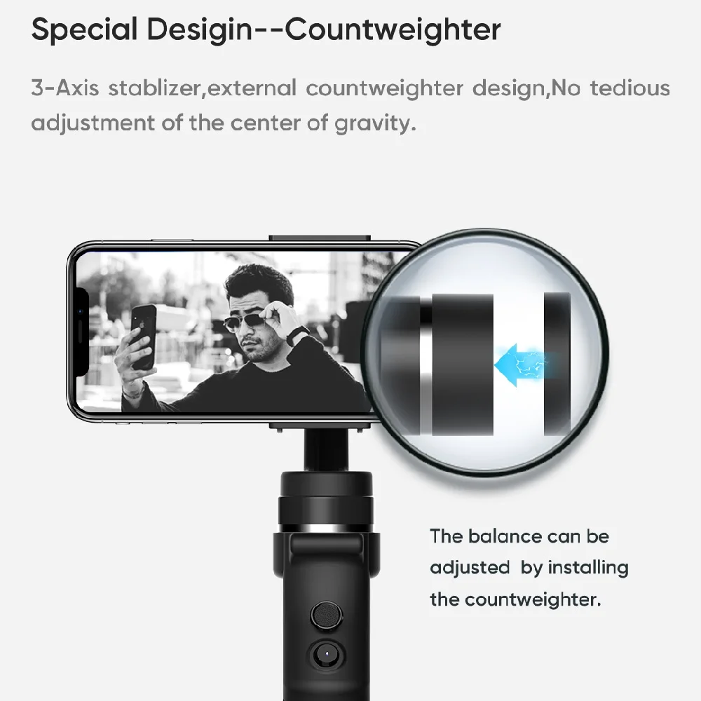 Рукоятка захвата Gimbal Self Stick противовес двойной Bluetooth джойстик рукоятка против