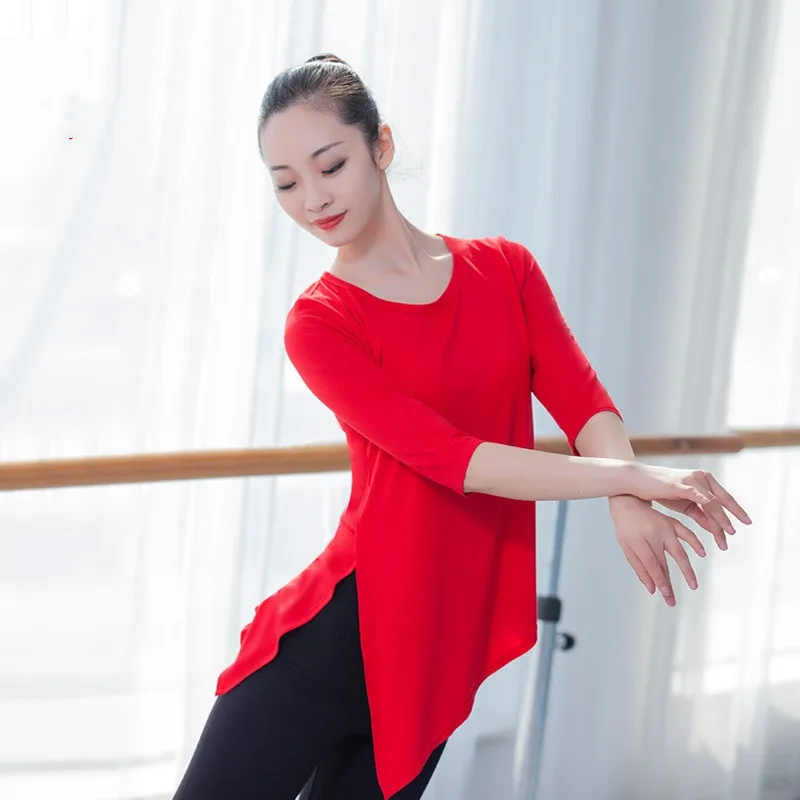 

Women's Long Sleeve Modern Dance Shirt Plus Size T-Shirt Blouse Solid Color Dance Practice Basic Wear Comfortable Modal Top