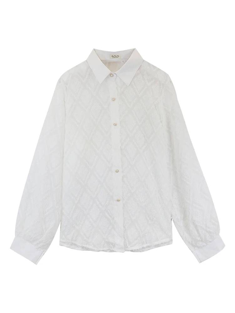 

White Chiffon Shirt Top Women's New Relaxed Long Sleeve Shirt In Spring 2021