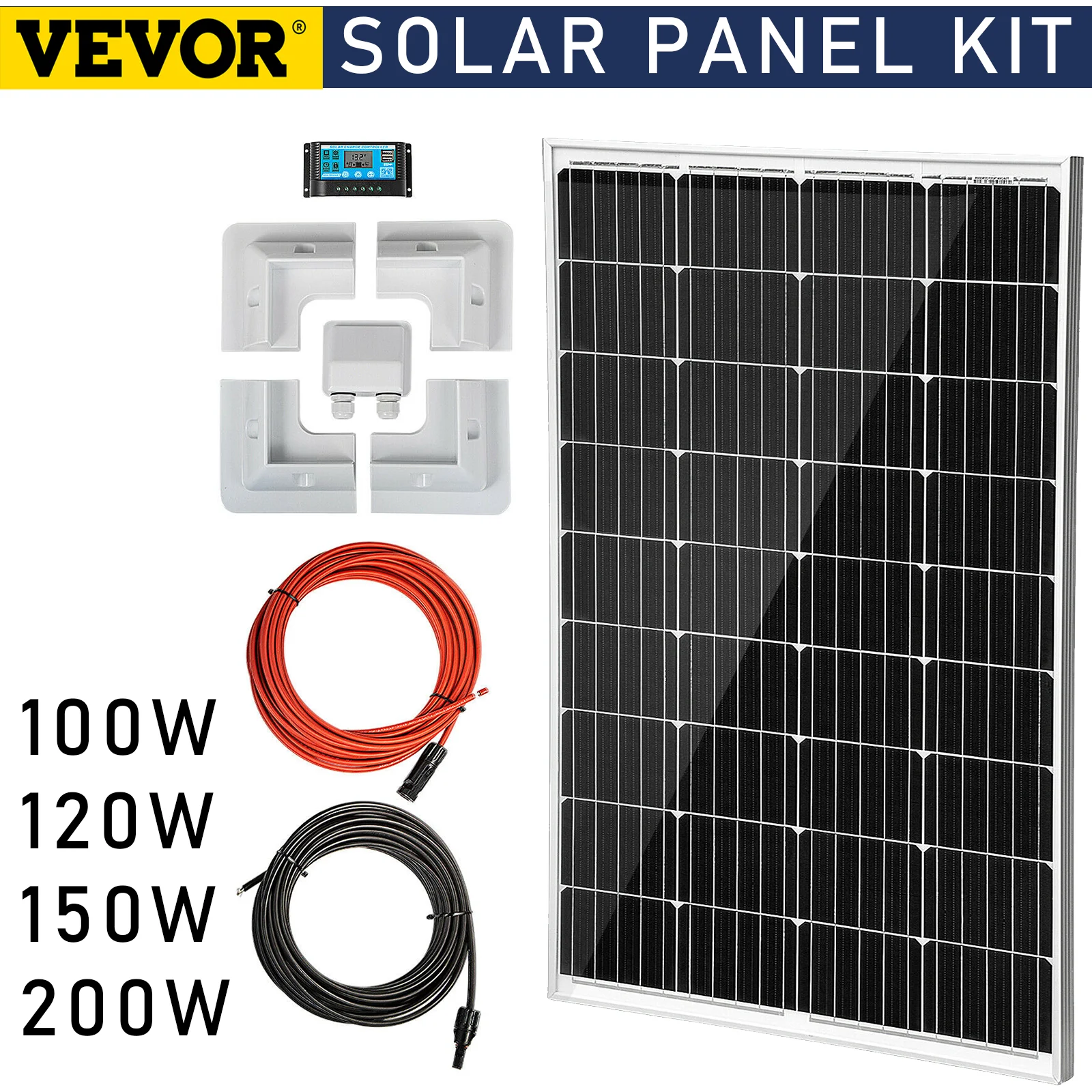 

VEVOR Solar Panel Kit 100W 120W 150W 200W Flexible Foldable Solar Panel High Efficience Travel & Phone & Boat Portable Outdoor
