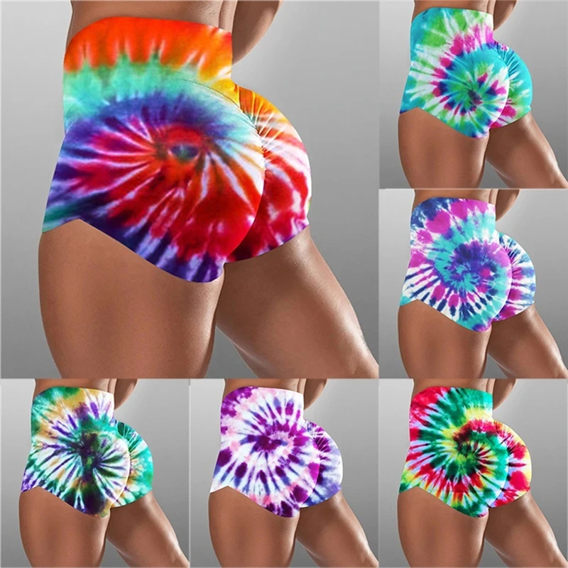 

6 Colors High Waist Shorts Women Tie-dye Shorts For Women Biker Woman Shorts Sports Short Femme Summer Pantalones Cortos Mujer