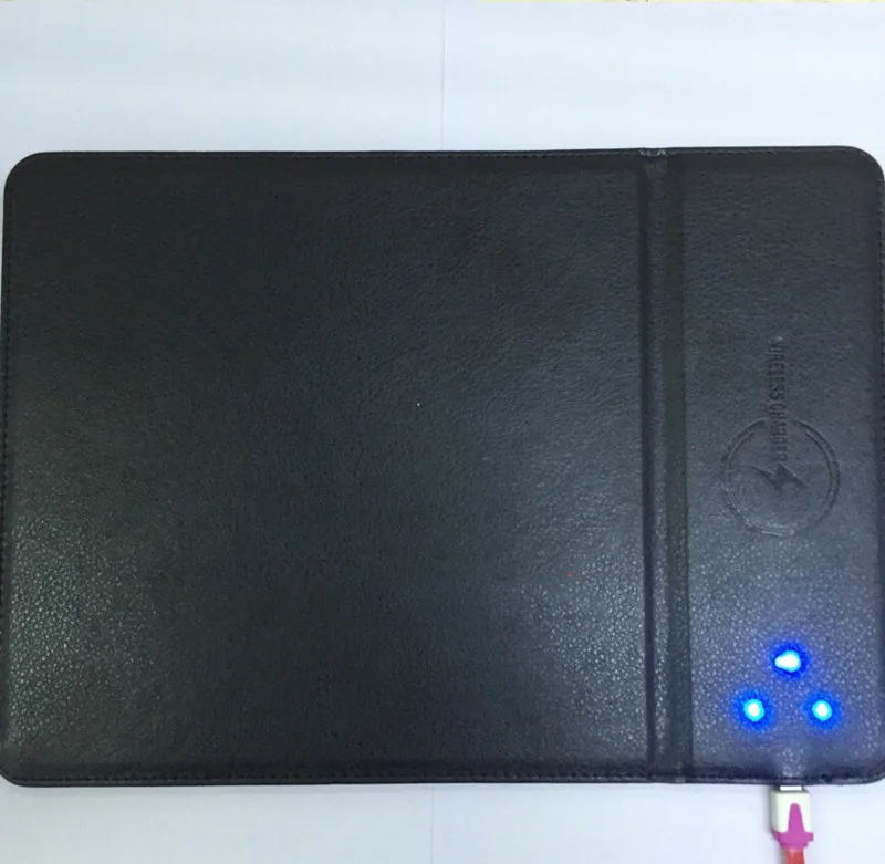 Из искусственной кожи Мышь Pad 2 в 1 Беспроводной Зарядное устройство коврик для зарядки мыши настольное Беспроводное зарядное устройство