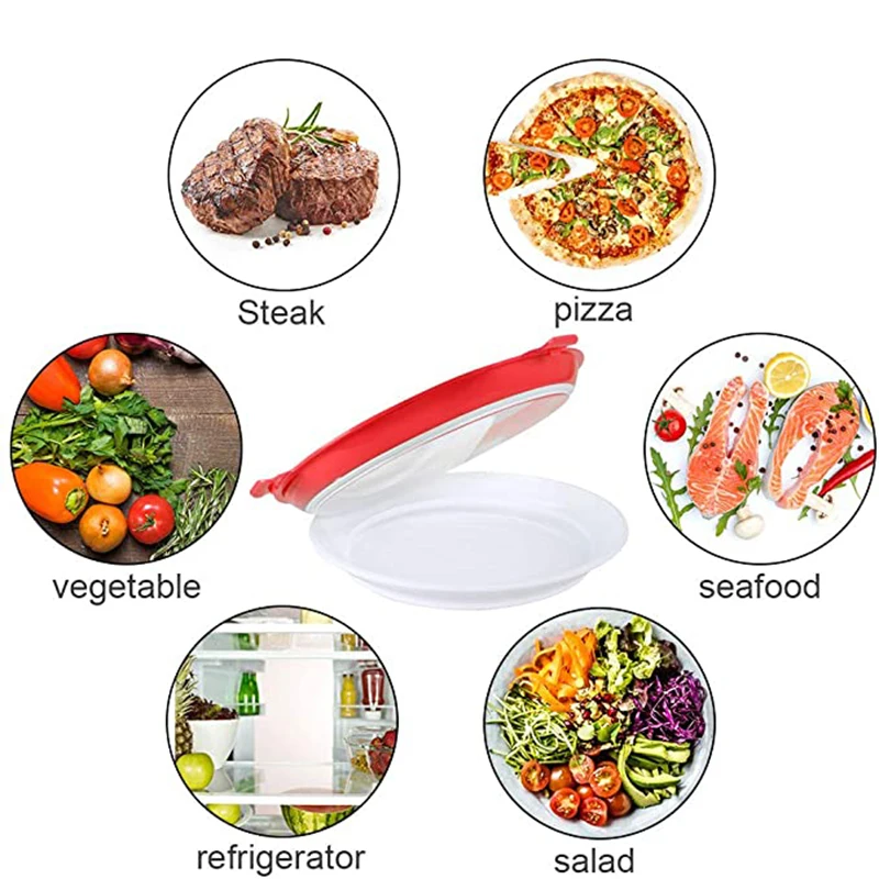 TEENRA 2Pcs Round Food Preservation Tray Kitchen Fresh Keeping Storage Container Creative Stackable | Дом и сад