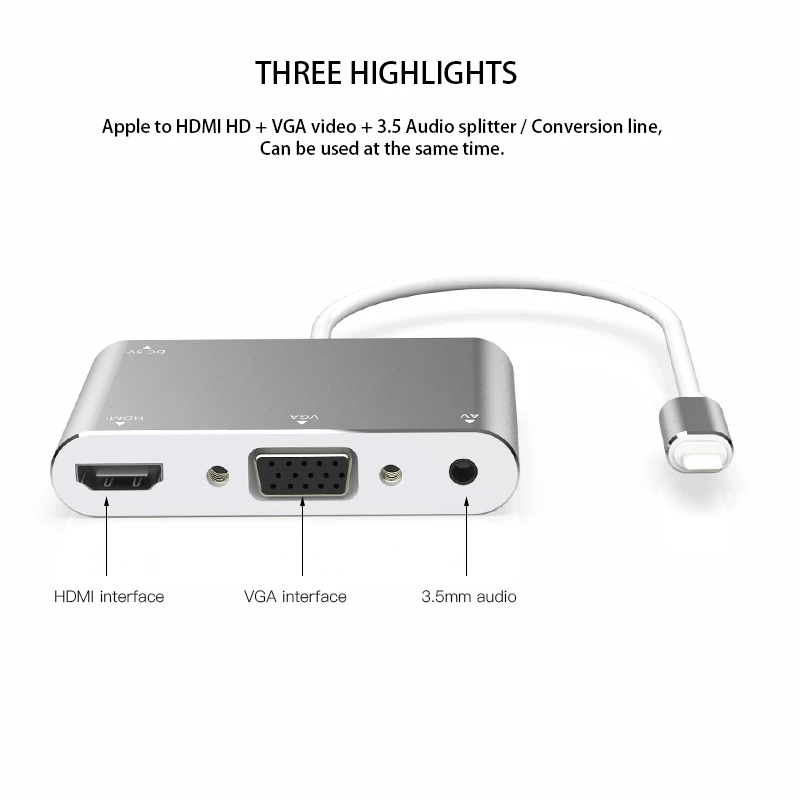 Переходник Два в одном с разъемом Lightning на HDMI Vga|Кабели HDMI| |