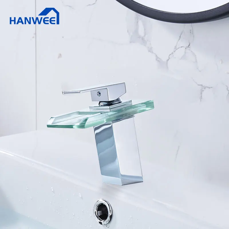 Светодиодный смеситель для раковины латунный кран Водопад с регулировкой