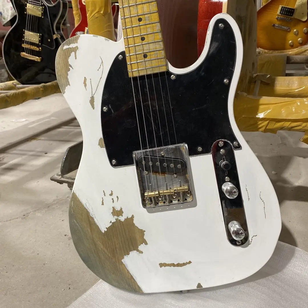 

Электрическая гитара Relic Tele, белый цвет, пепельный корпус, кленовый гриф, ручная работа, высокое качество, гитара, бесплатная доставка