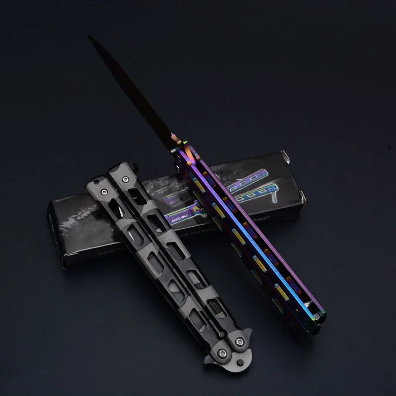 CS GO, 2 цвета, тупой нож, тренировочные ножи, 440 лезвие, стальной нож с ручкой, складные ножи, тренировочные игровые ножи с бабочкой