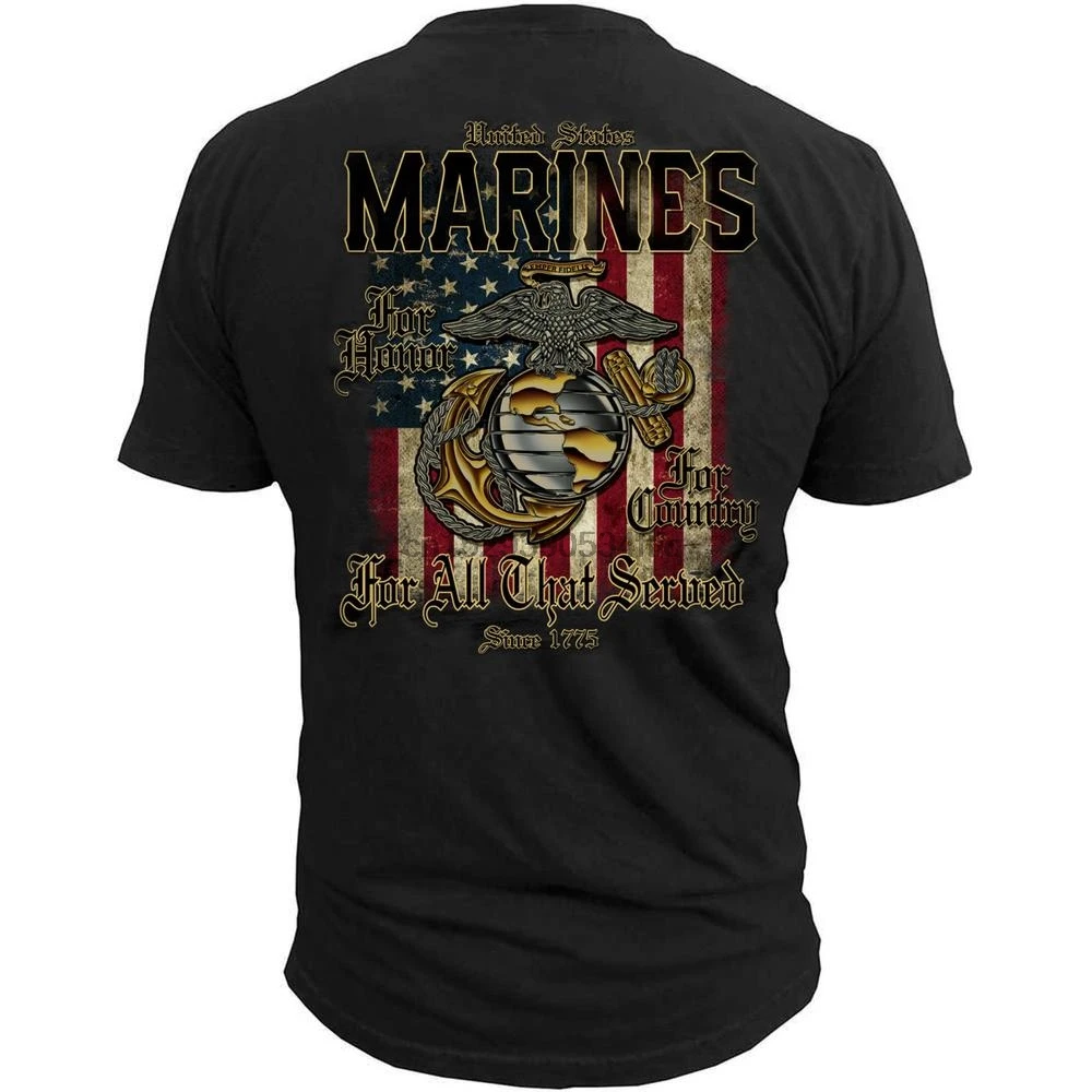 Черные чернила Мужская футболка морской пехоты США для всех кто обслужен