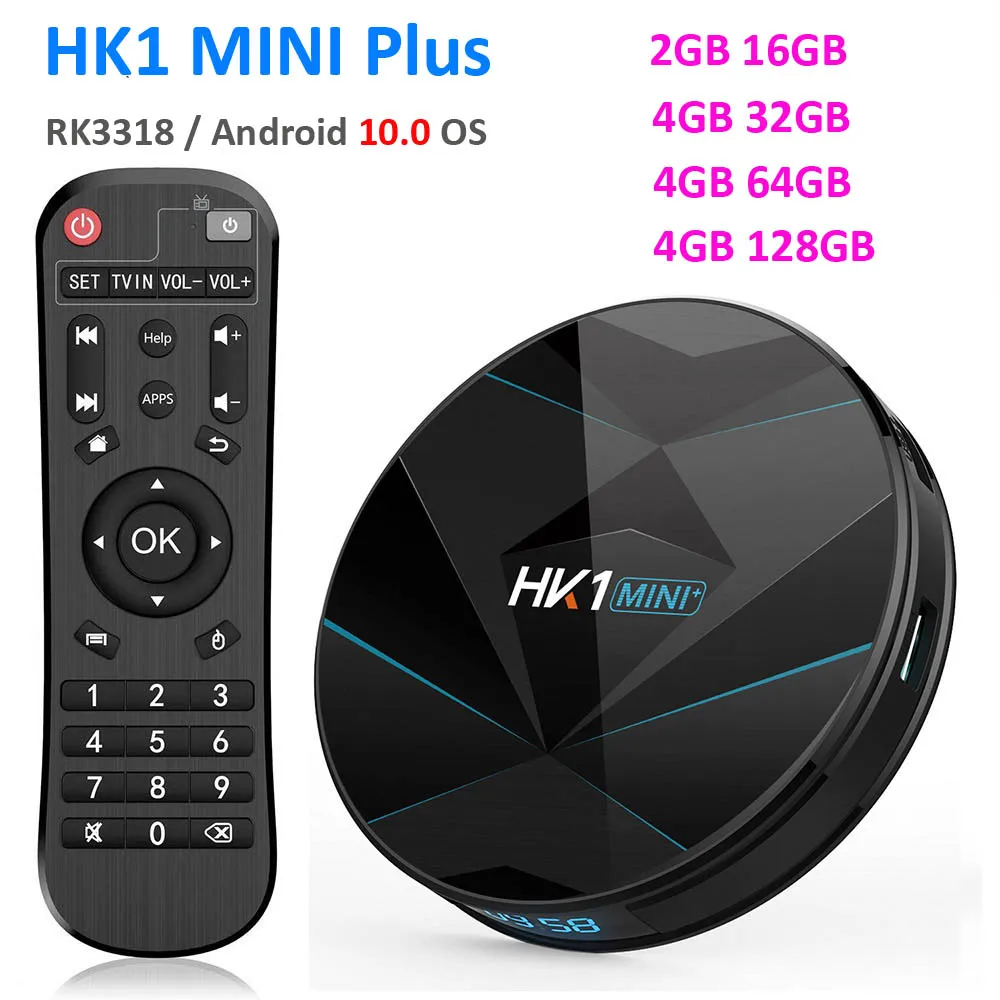 10 шт. HK1 мини Plus Android 0 ТВ коробка RK3318 4 ядра Гб 128 ГБ макс 2 4G/5G двухъядерный процессор