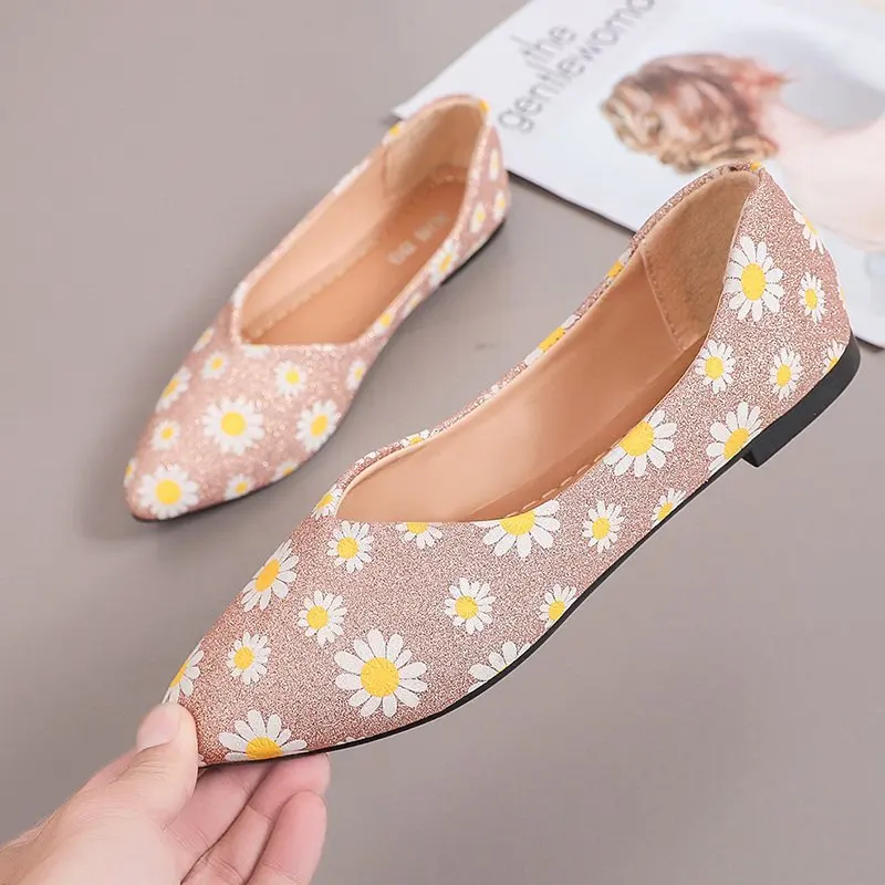 

Туфли женские с цветочным принтом, плоская подошва, заостренный носок, матовые, лоферы, Повседневная легкая обувь, весна-лето 2021