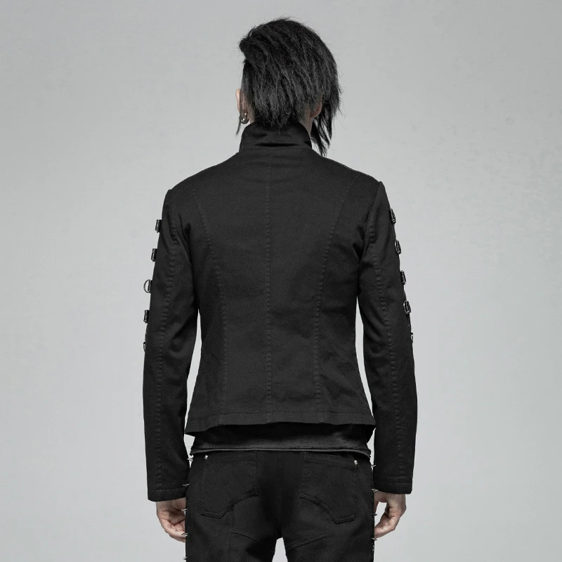 Панк RAVE мужские панк Куртки Красивый Асимметричный Twill короткое пальто