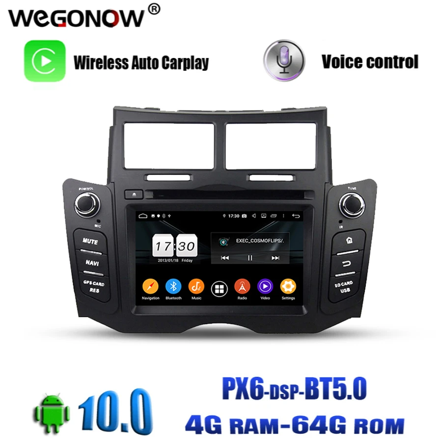 PX6 DSP 2din Android 10 0 64 Гб ПЗУ Восьмиядерный для Toyota YARIS 2005 2010 2011 Автомобильный DVD плеер Wifi