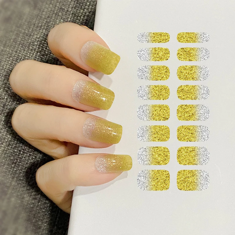 

New Nail Glitter Design Waterproof Nail Stickers Fashion Gradient Solid Color Nail Manicure Decoration Starry Design Nail Art
