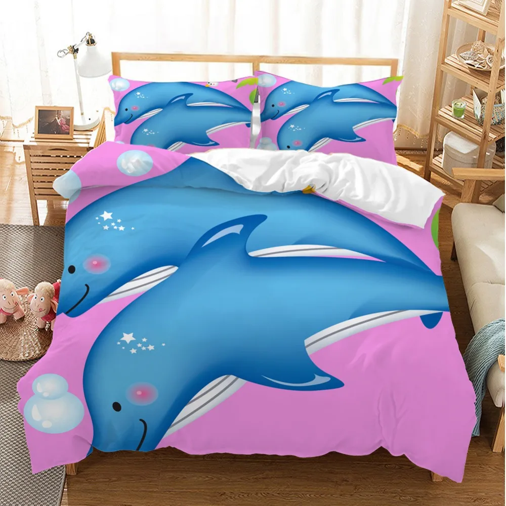 Детский комплект для спальни с украшением 100% микрофибра розовый синий цвет