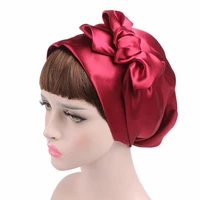 1pc soft silk women night sleep shower cap adjustable ladies long hair care bonnet headwrap hat soft satin hat accessories 58cm
