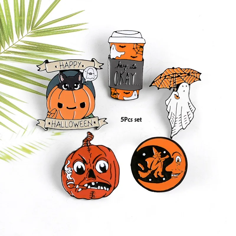 Брошь значок курительная Тыква паутина кофе забавная булавка нагрудная брошь